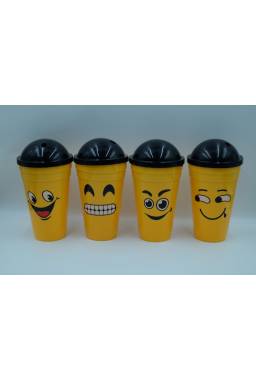 Vaso Plstico Emoji con Tapa y Sorbito