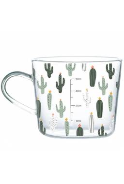 Taza de Vidrio Con Medidor Cactus