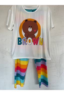 Pijama Remera+Pantalon Arcoiris Oso