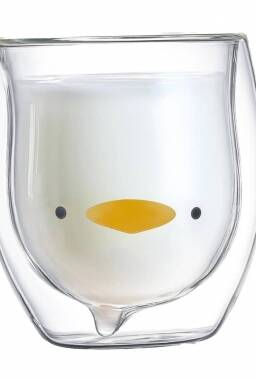 Taza Doble Vidrio Aislante Trmico con Diseo de Patito