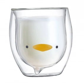 Taza Doble Vidrio Aislante Trmico con Diseo de Patito