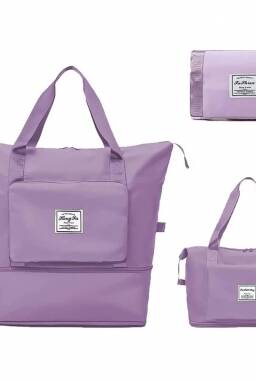 Bolso Plegable de Tela Lila Disponible en 6 Colores