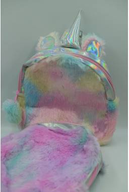 Mochila Unicornio Peludita Multicolor