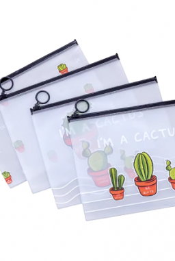 Estuche Transparente de Cactus  Diseo Kawaii para Papelera