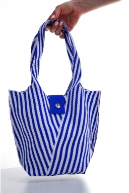 Bolso Exclusivo Azul y Blanco con Patrn Geomtrico