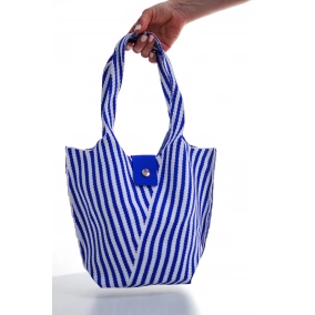 Bolso Exclusivo Azul y Blanco con Patrn Geomtrico