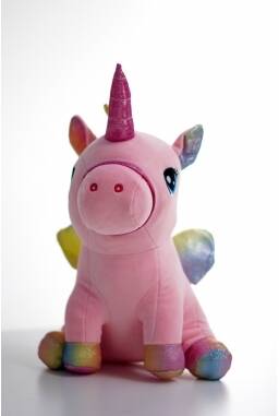 Peluche Unicornio Rosa con Detalles Brillantes Tierno y Suave 30 cm