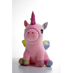 Peluche Unicornio Rosa con Detalles Brillantes Tierno y Suave 30 cm